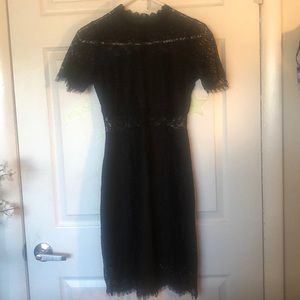 Short Sheath Illusion Lace High-Neck Dress